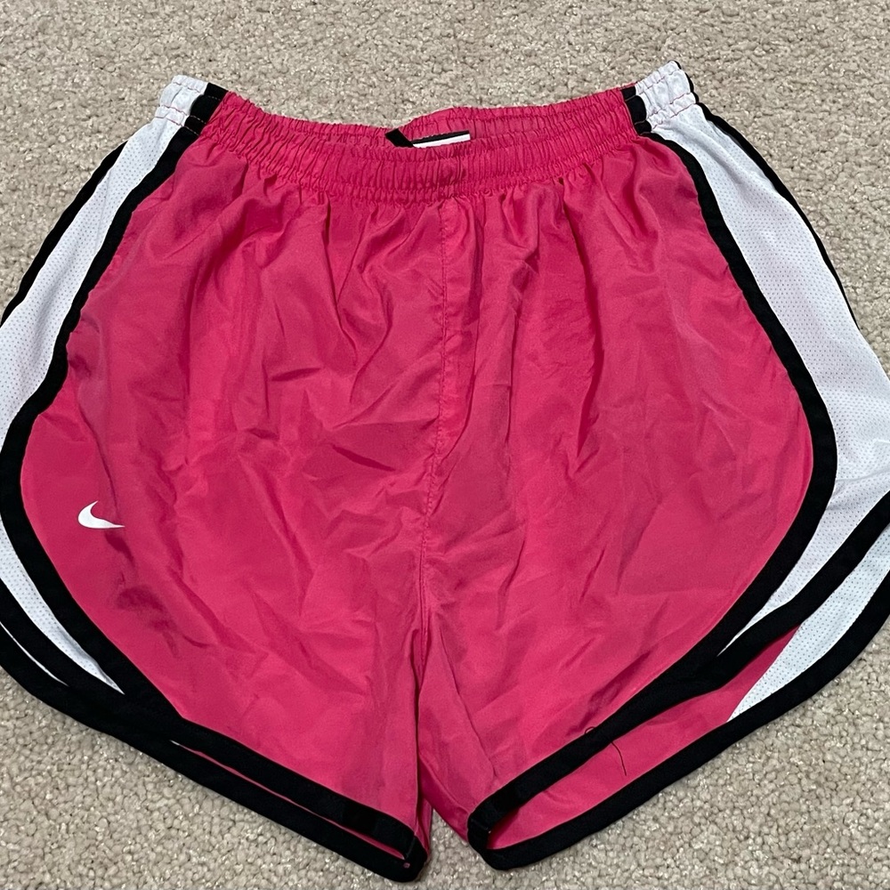 Nike Women's Fuchsia and White Athletic Shorts
